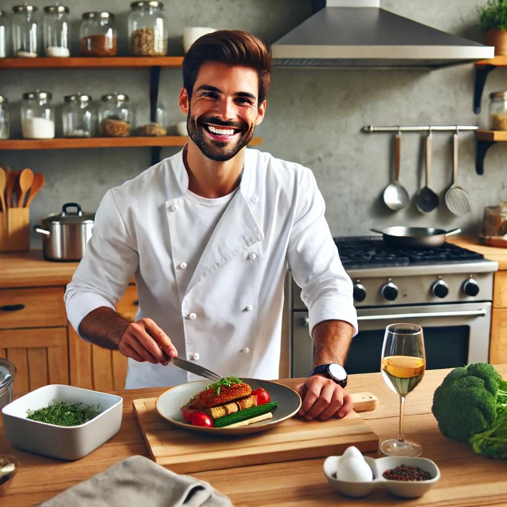 Professional chef in a home kitchen