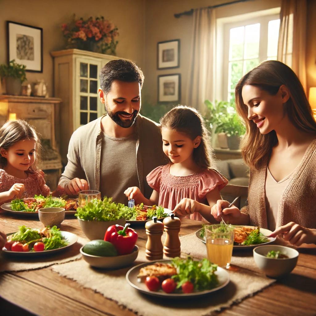 Family enjoying a home-cooked meal